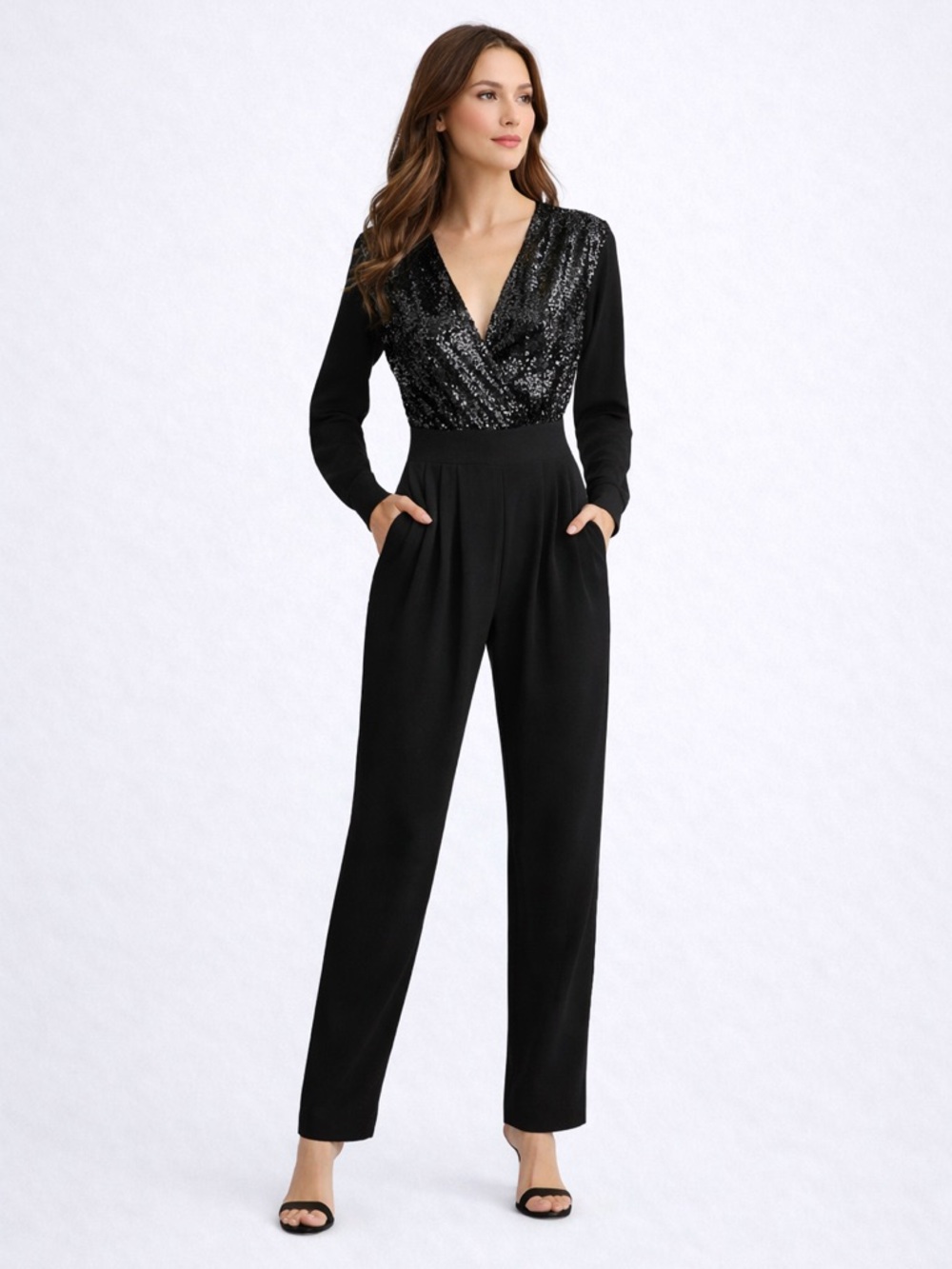 Lini Black Sequin Jumpsuit NWT - Holiday Party evening Outfit